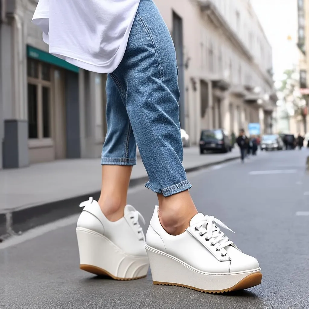 Giày thể thao đế cao wedge sneaker