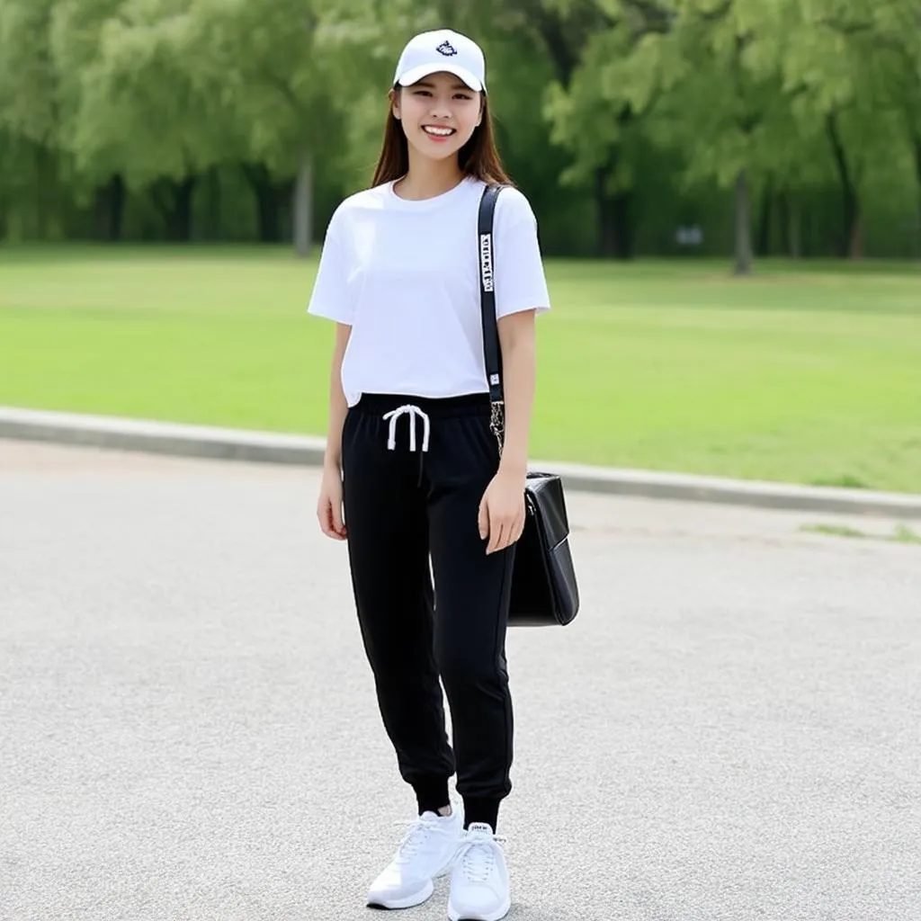 Set thể thao Ulzzang phối áo thun