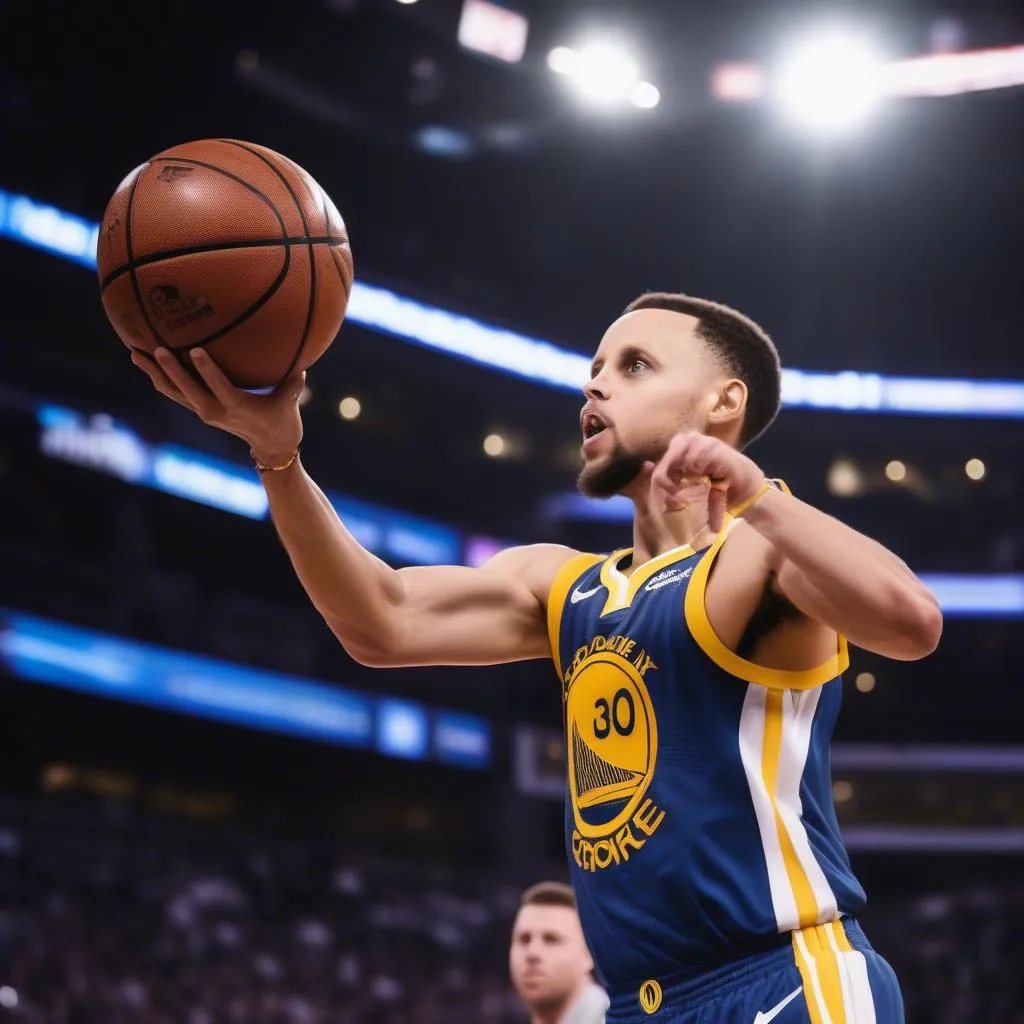 Stephen Curry ném bóng rổ