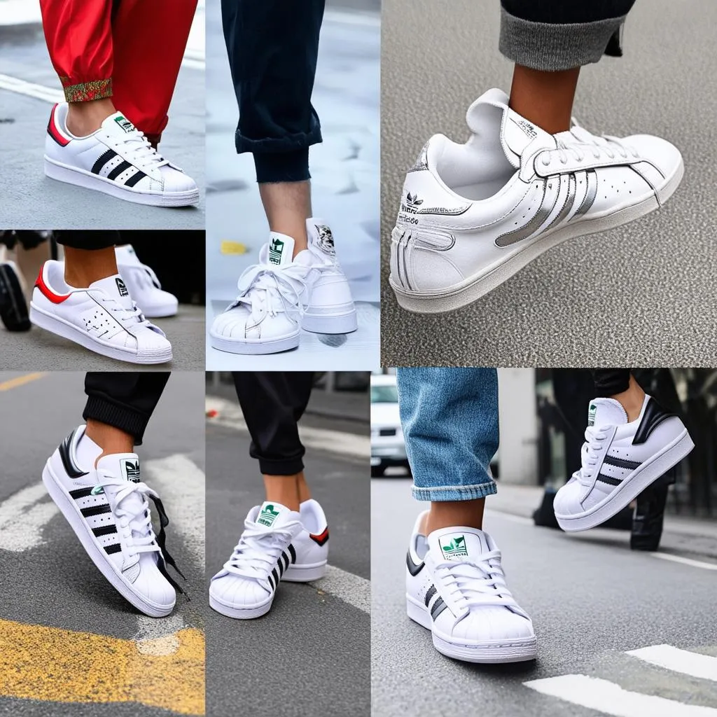 adidas superstar tông trắng phối đồ