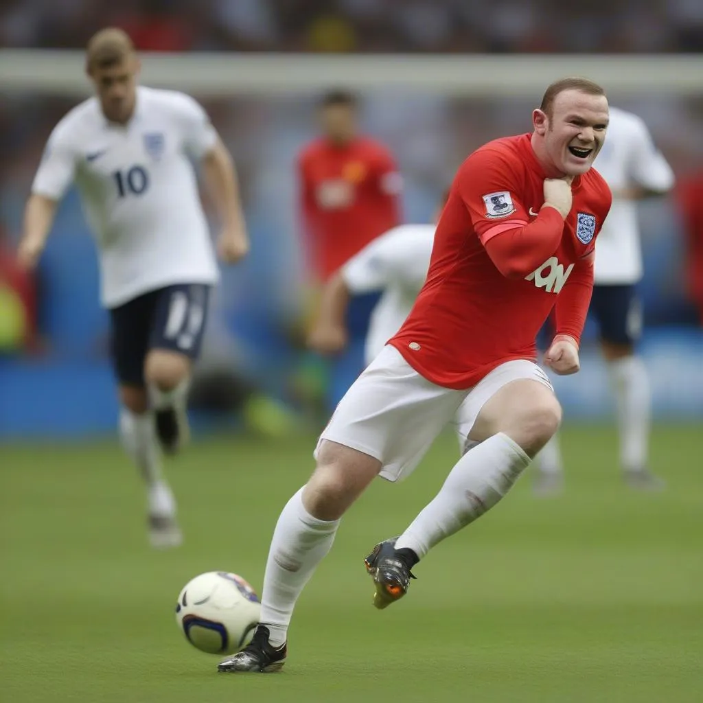 Cầu thủ áo số 9 Wayne Rooney, một trong những chân sút xuất sắc nhất của đội tuyển Anh