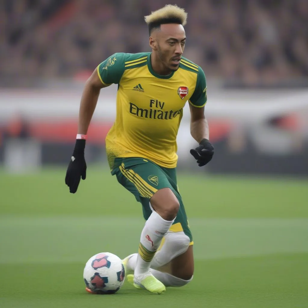 Pierre-Emerick Aubameyang trong màu áo Arsenal mùa giải 2018