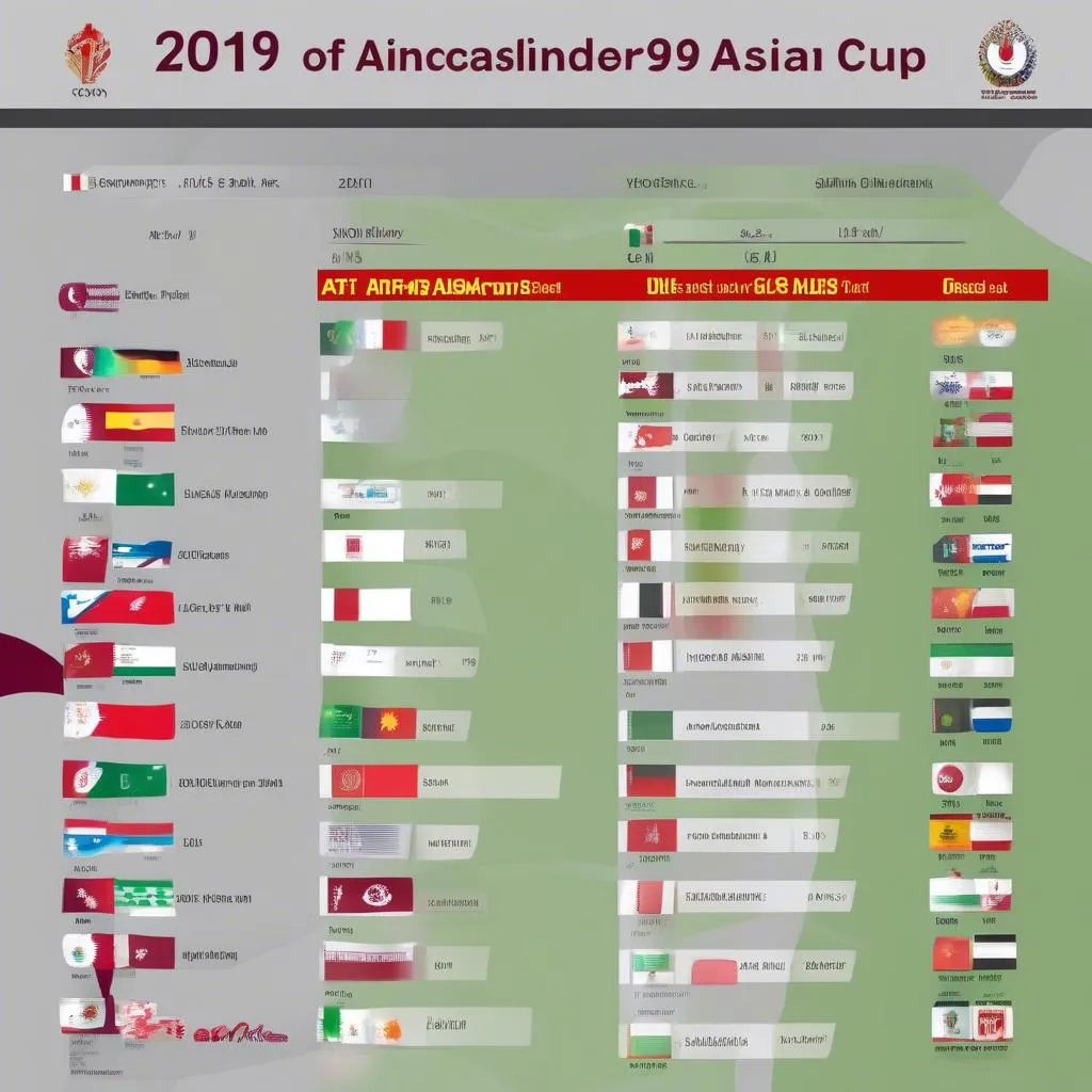 Bảng Xếp Hạng Asian Cup 2019