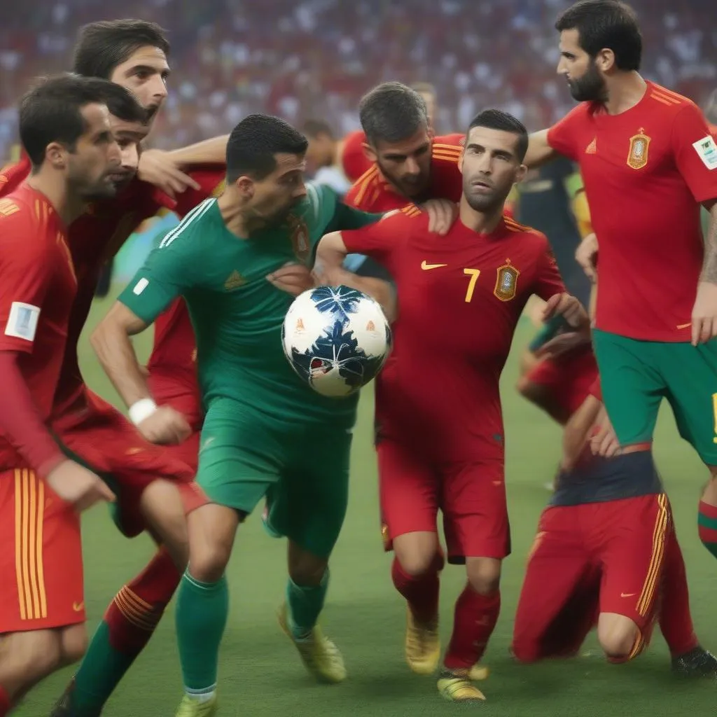 Bồ Đào Nha thi đấu với Tây Ban Nha tại World Cup 2018