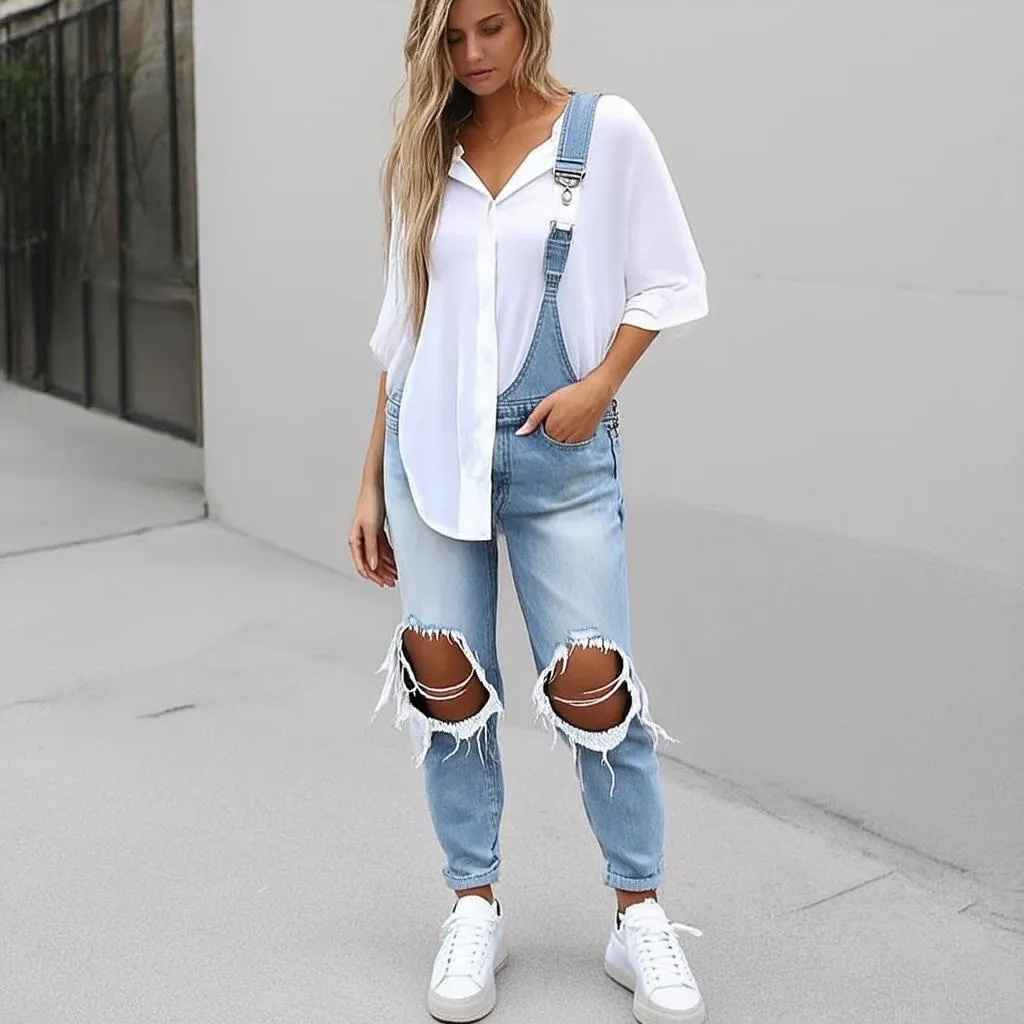 Bohem mix giày thể thao với quần jeans