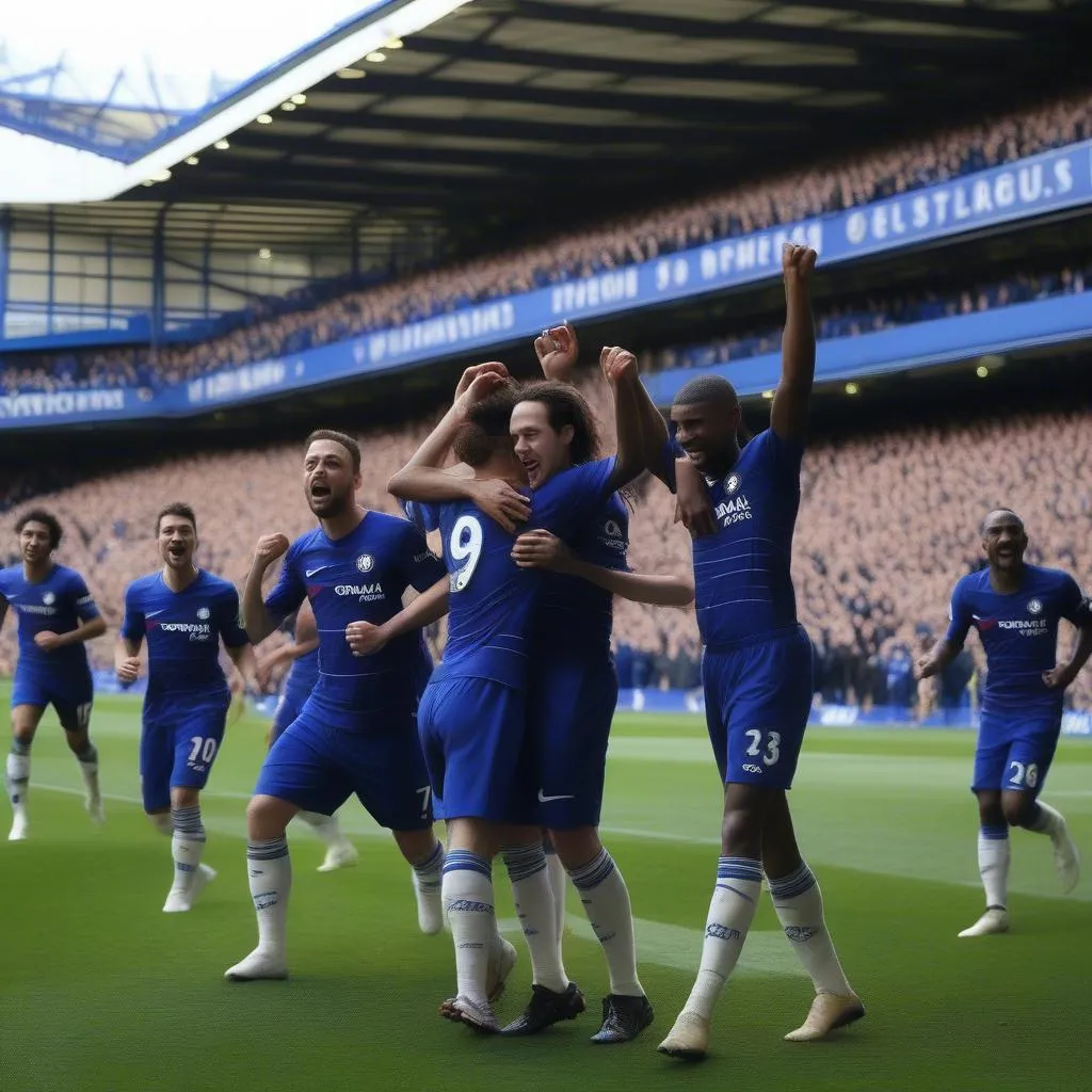 Cầu Thủ Chelsea Ăn Mừng Chiến Thắng