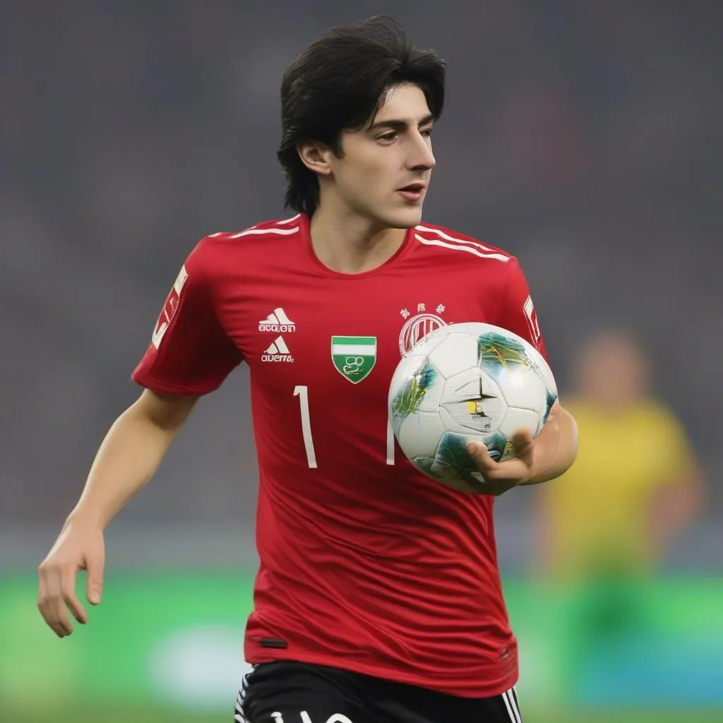 Cầu thủ Sardar Azmoun trong màu áo đội tuyển Iran