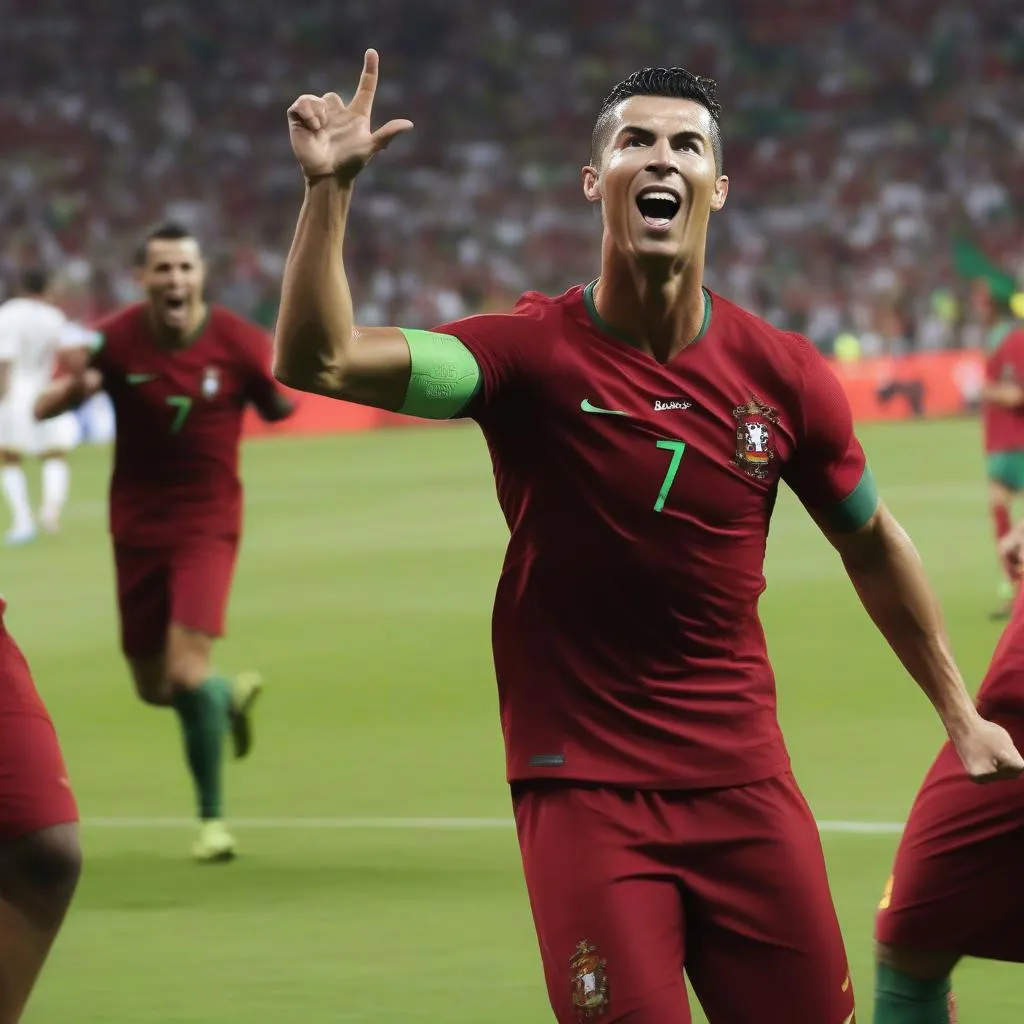 Cristiano Ronaldo ăn mừng bàn thắng