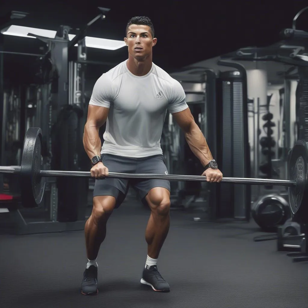 Hình ảnh Cristiano Ronaldo trong một buổi tập luyện chuyên nghiệp