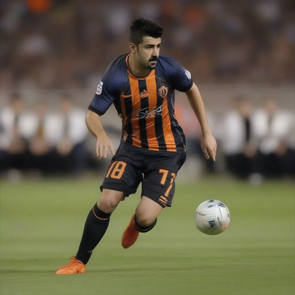 Cầu thủ David Villa thi đấu ở vị trí cánh phải