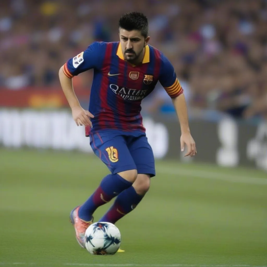 Cầu thủ David Villa thi đấu ở vị trí cánh trái