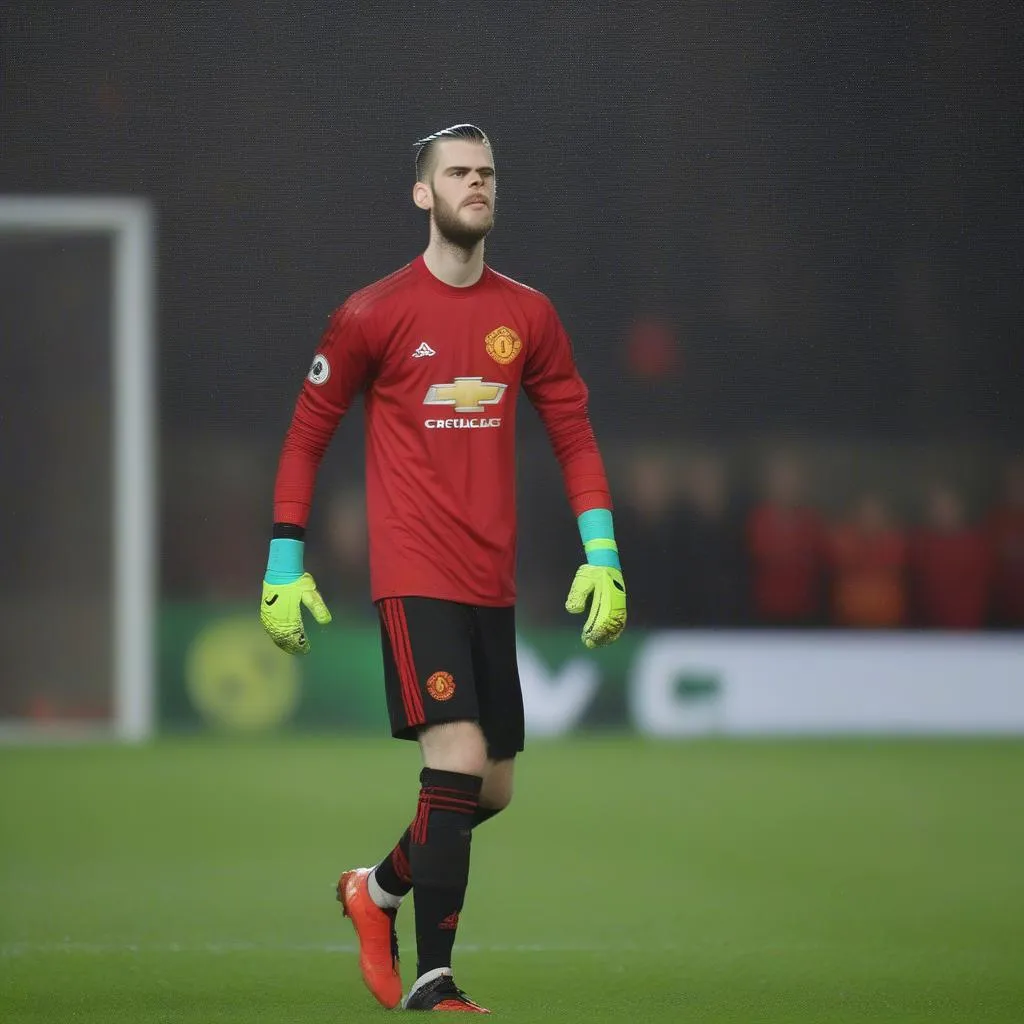 David De Gea dưới trời mưa tầm tã