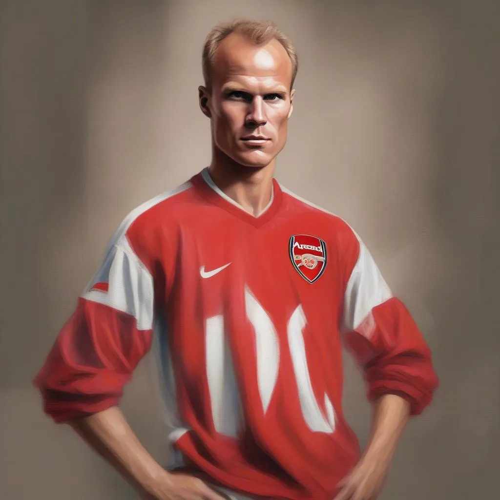 Dennis Bergkamp trong màu áo Arsenal, một huyền thoại bóng đá