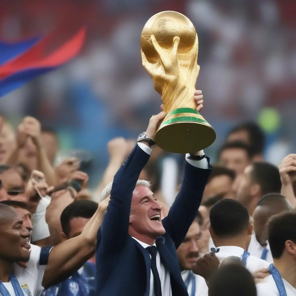 Didier Deschamps nâng cúp vàng World Cup