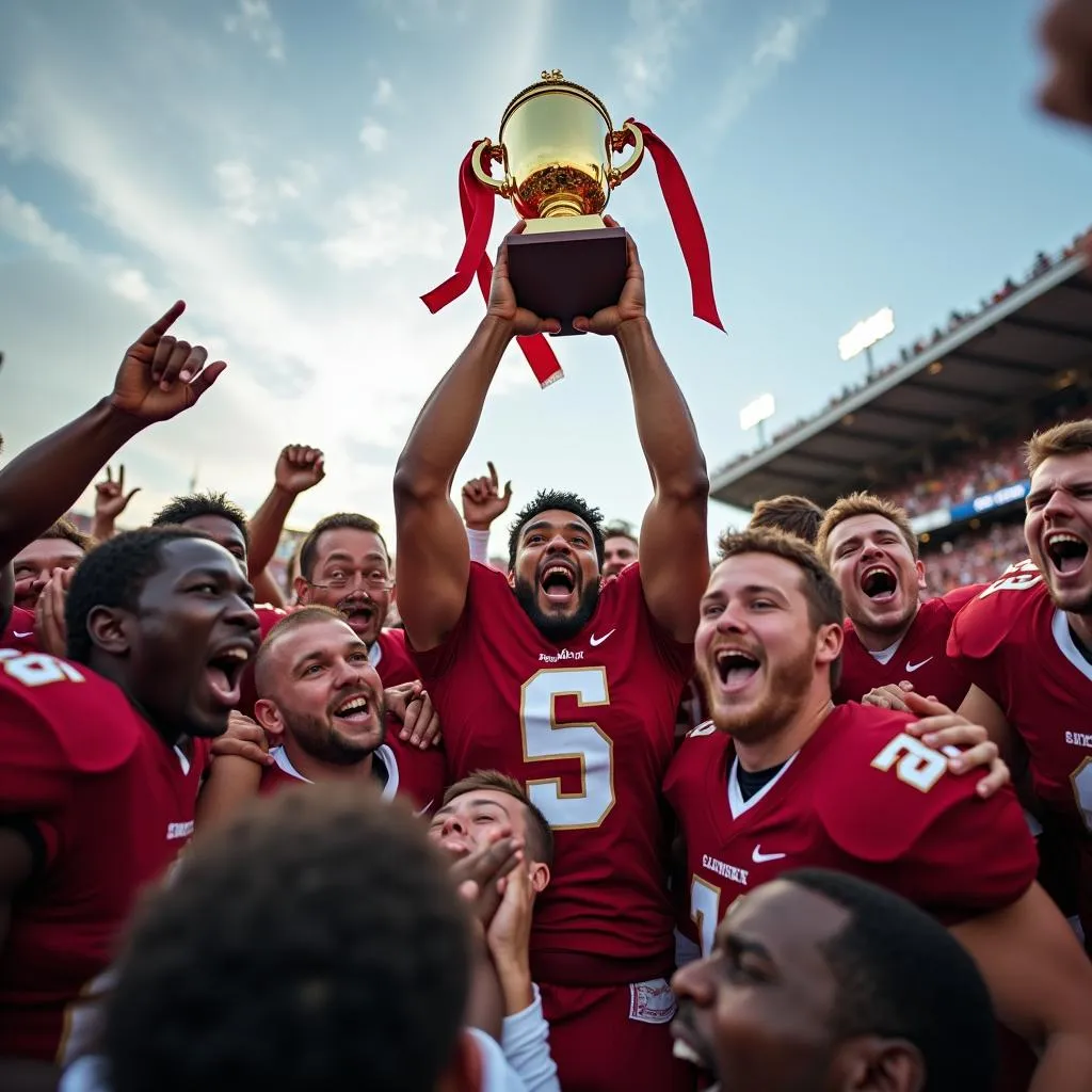 Football Captain Celebrating Victory