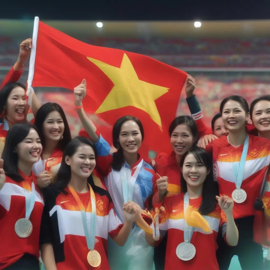 Đội tuyển điền kinh nữ Việt Nam giành huy chương vàng SEA Games