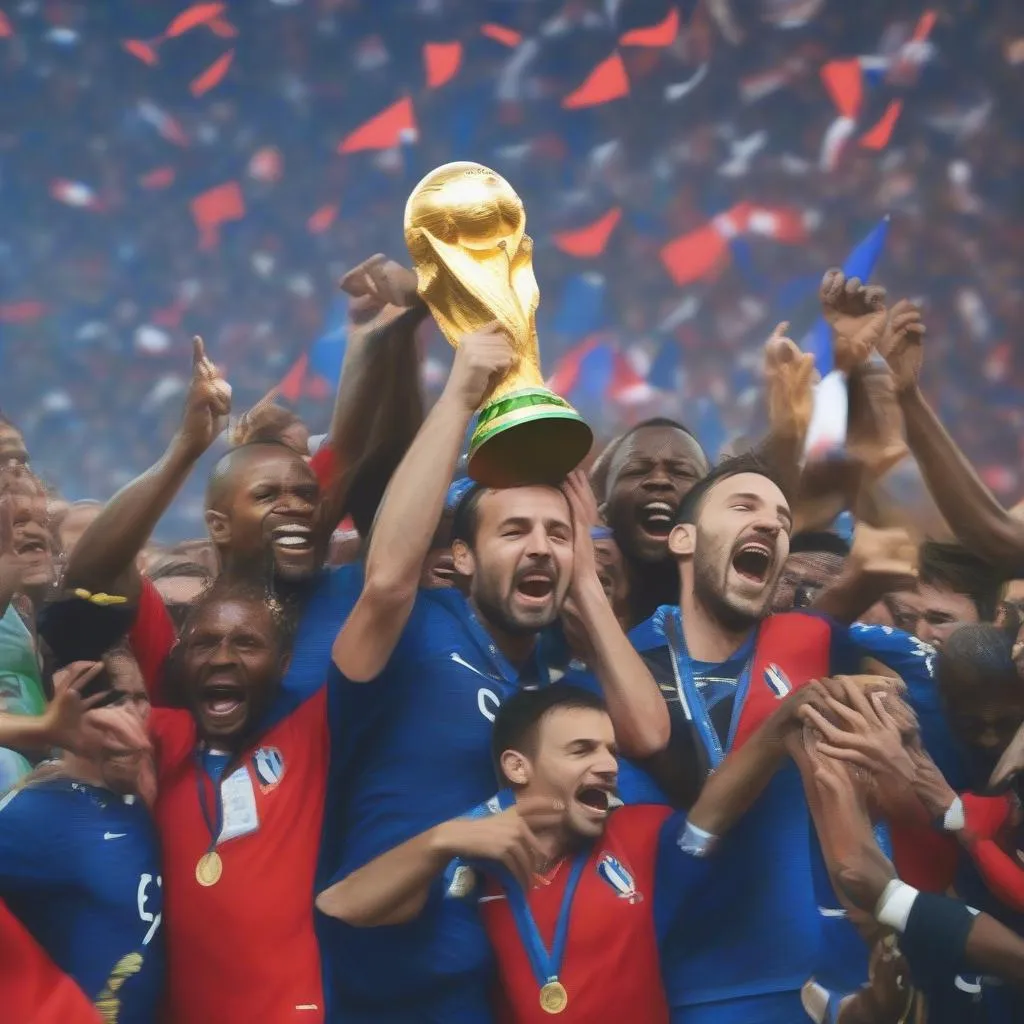 France national football team celebrating their victory at the 2023 World Cup