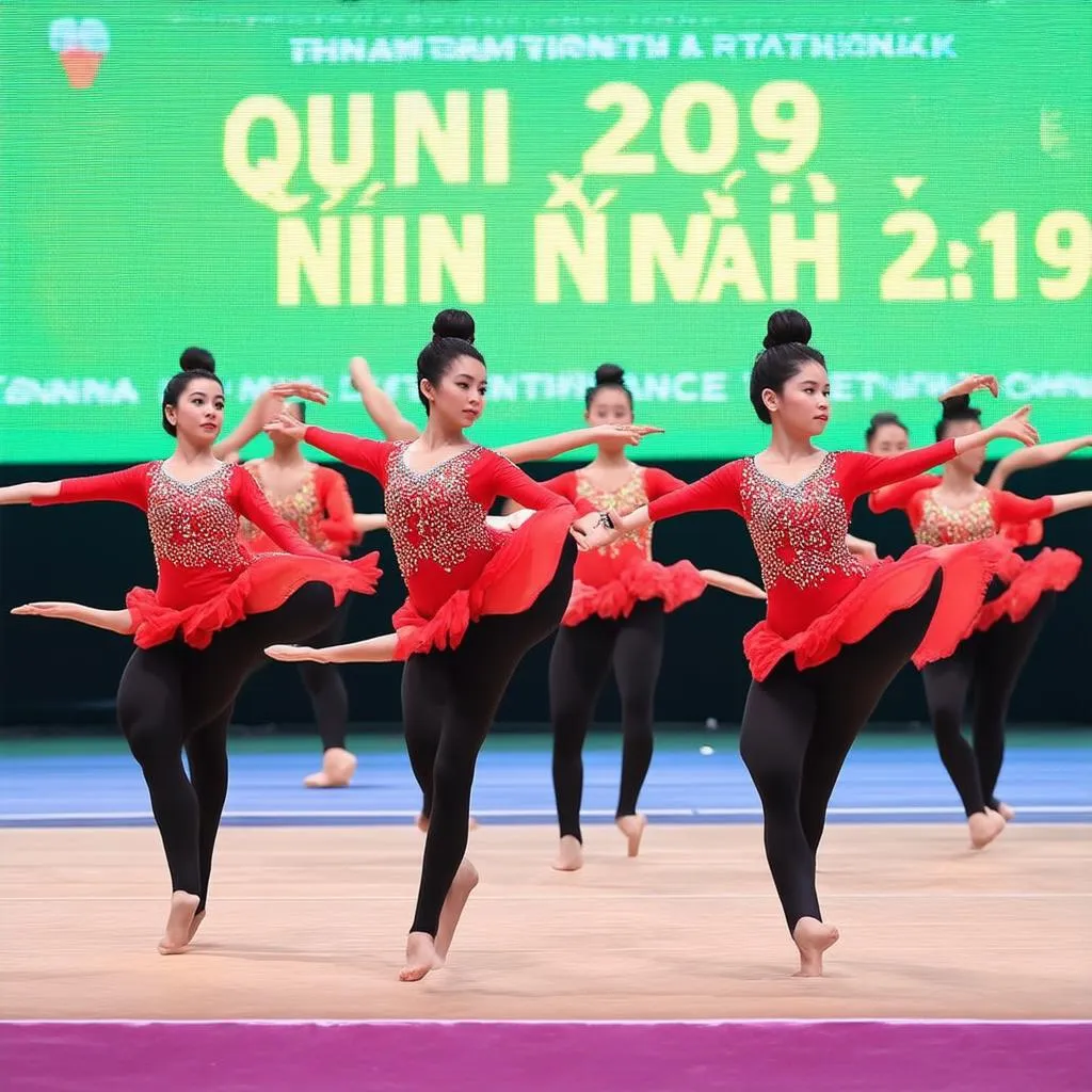 Các vận động viên tại giải khiêu vũ thể thao Quảng Ninh 2019