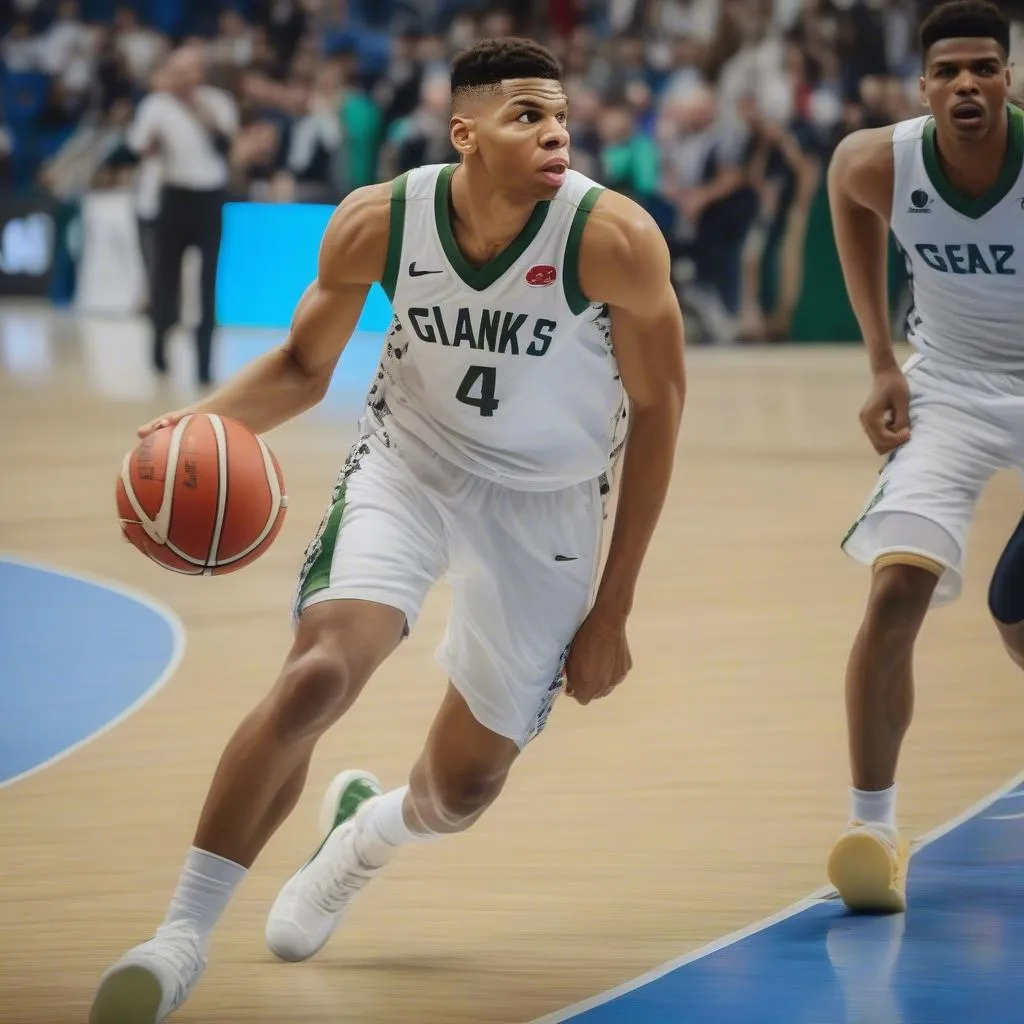 Giannis Antetokounmpo thi đấu cho đội tuyển bóng rổ Hy Lạp