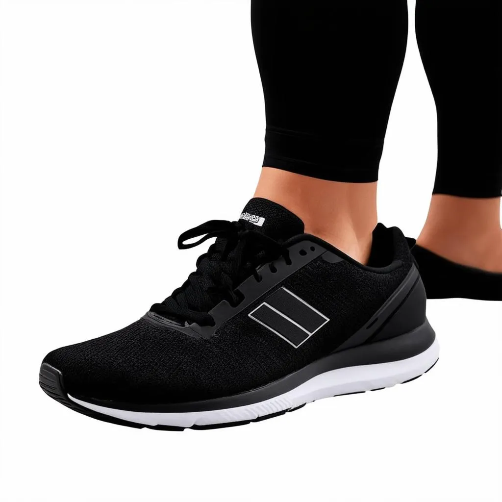 Giày running đen và quần legging