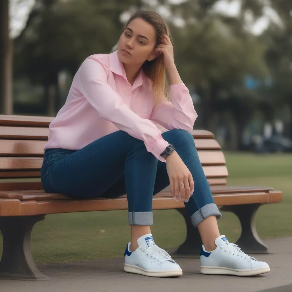 Giày thể thao hồng Hàn Quốc nữ Adidas Stan Smith màu hồng pastel