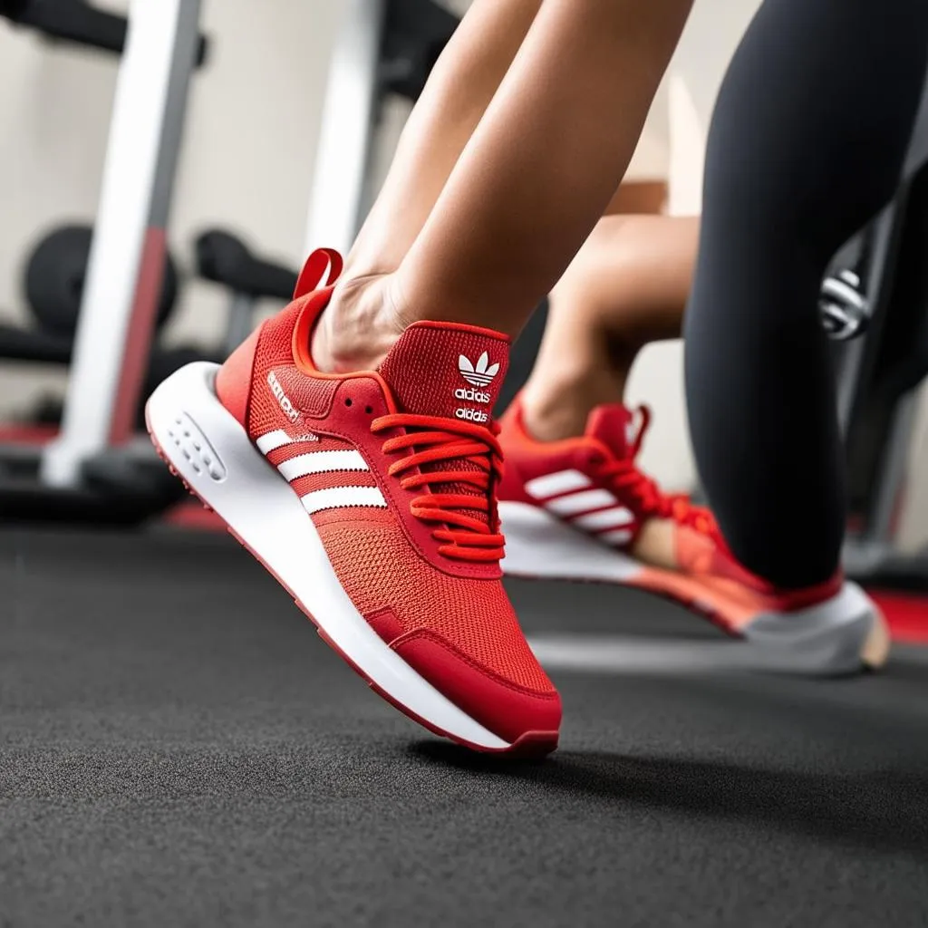 Giày thể thao nữ adidas màu đỏ tập gym