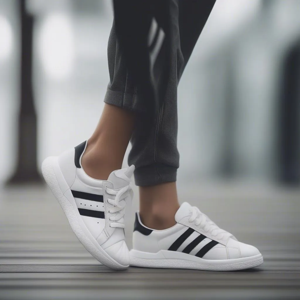 Giày Thể Thao Nữ Adidas Trắng Đen Phong Cách