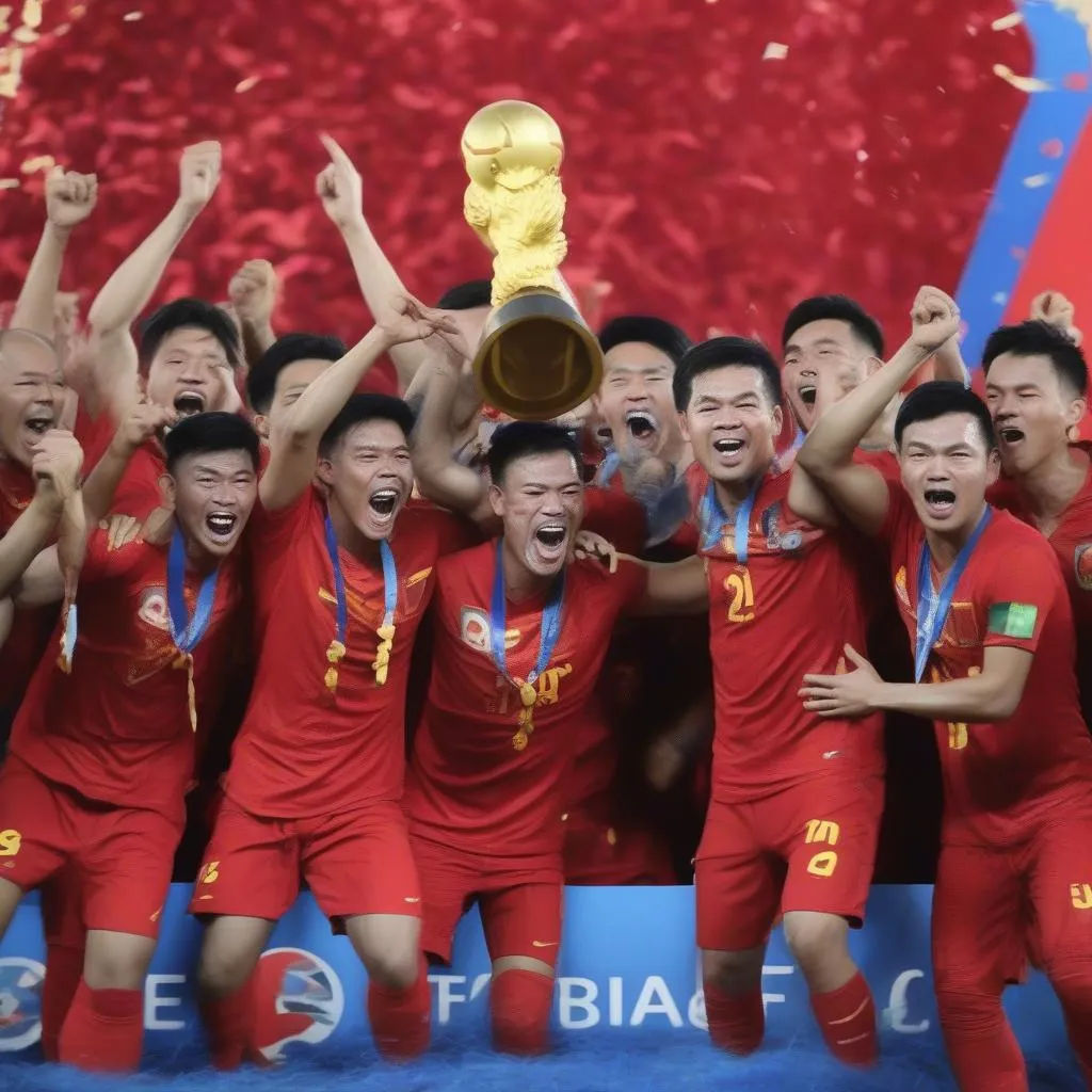 Hình ảnh các cầu thủ đội tuyển Việt Nam giành chức vô địch AFF Cup 2018