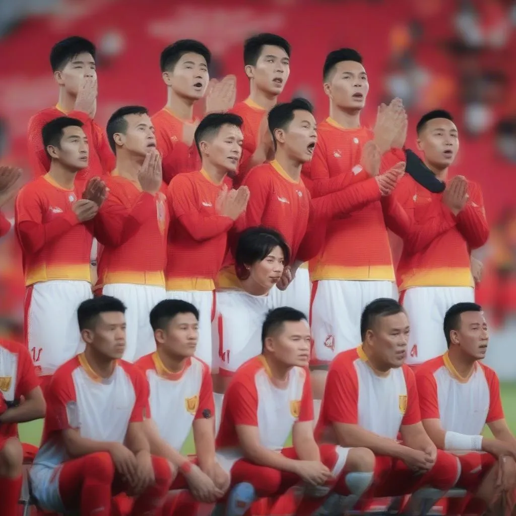 Hình ảnh đội tuyển Việt Nam hát quốc ca tại AFF Cup 2022