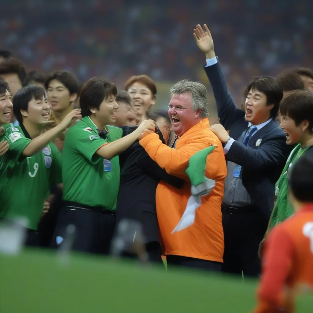 HLV Guus Hiddink dẫn dắt đội tuyển Hàn Quốc tại World Cup 2002