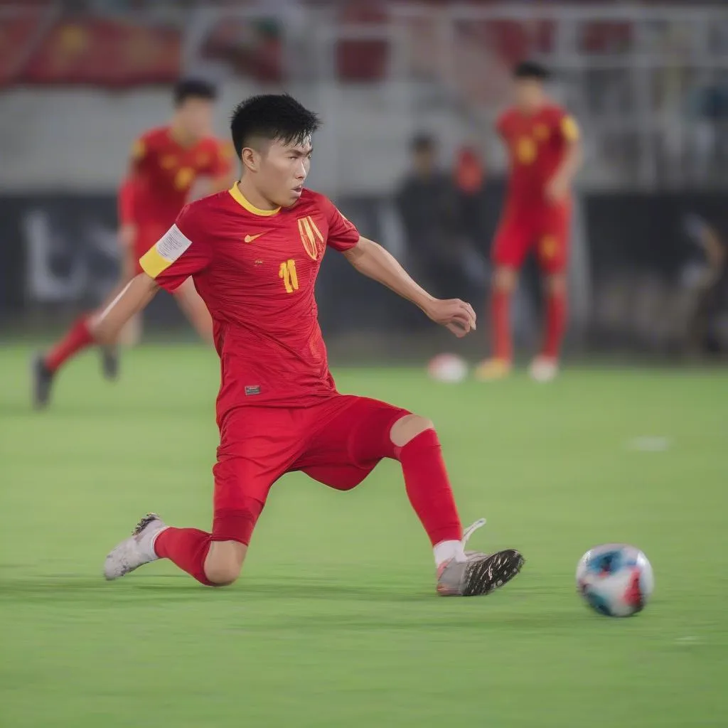 Hoàng Đức thi đấu trong trận chung kết giải U23 Châu Á 2020