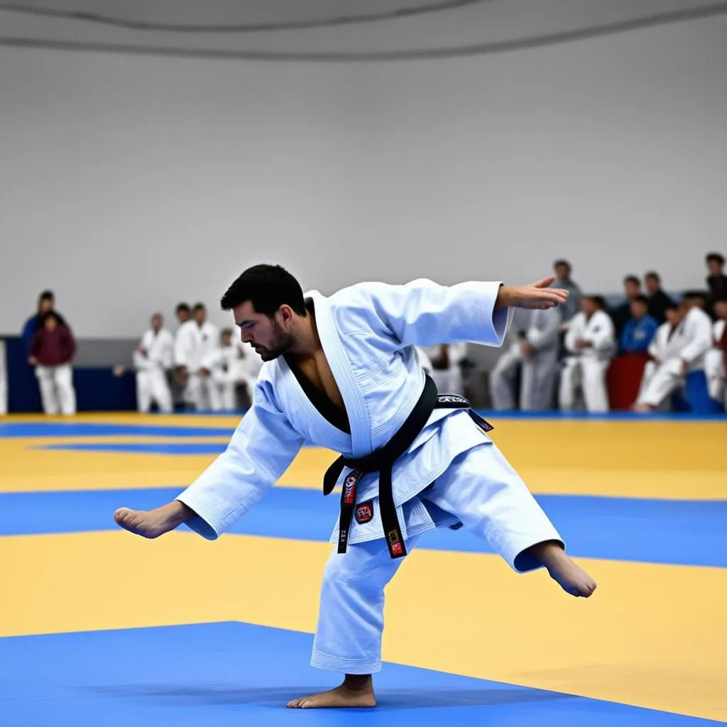 võ sĩ judo tập luyện