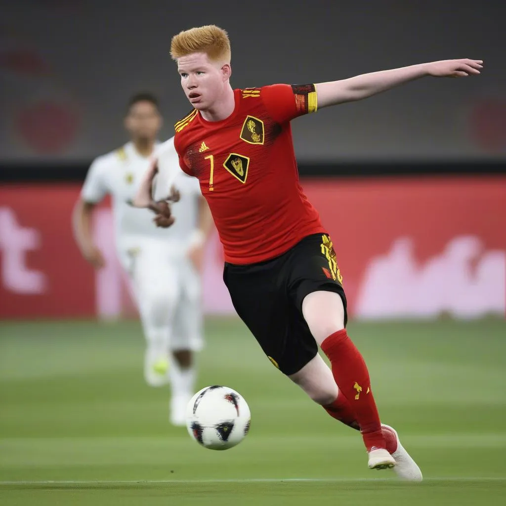 Kevin De Bruyne, tiền vệ đội tuyển Bỉ, trong trận đấu năm 2022