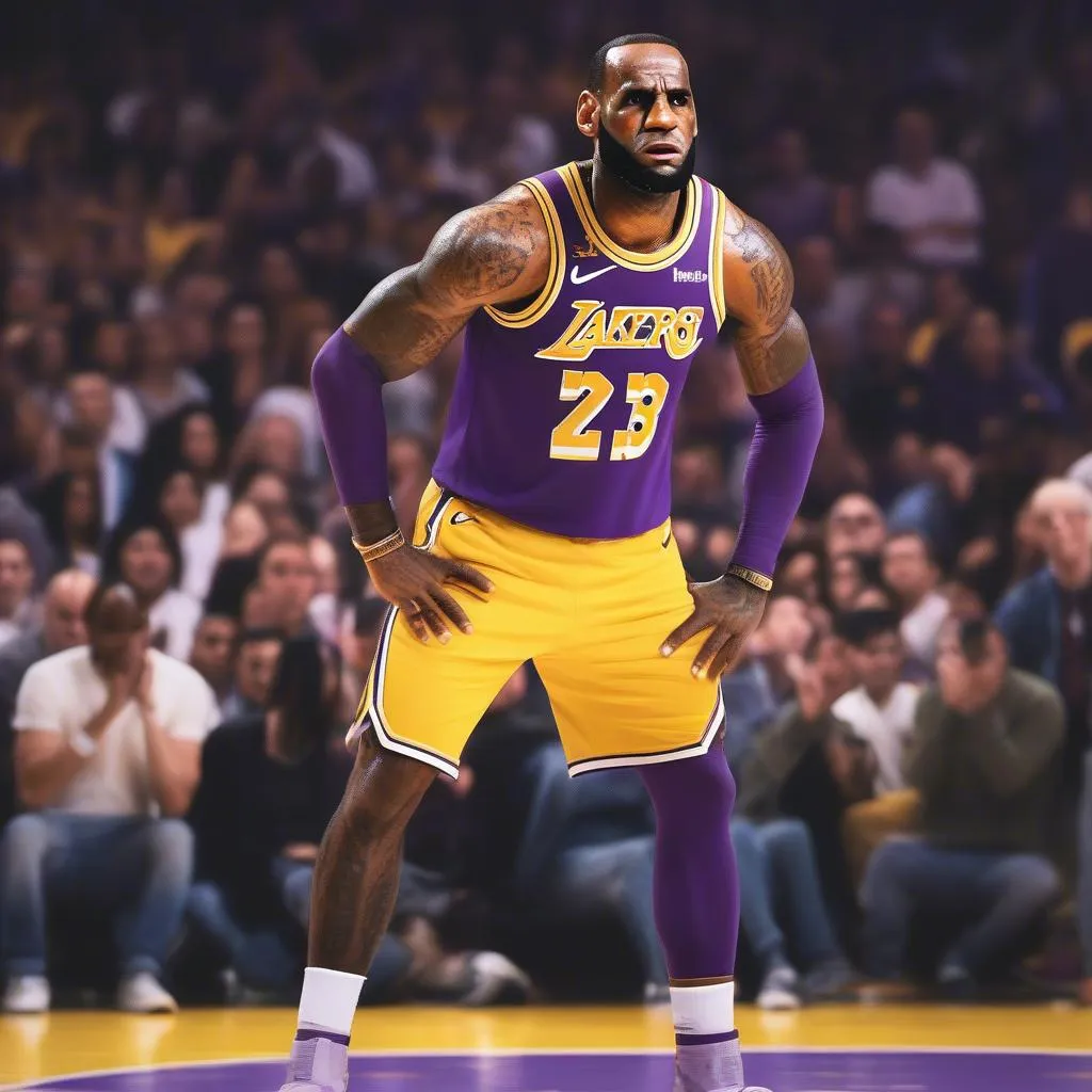 LeBron James trong trang phục thi đấu của Lakers