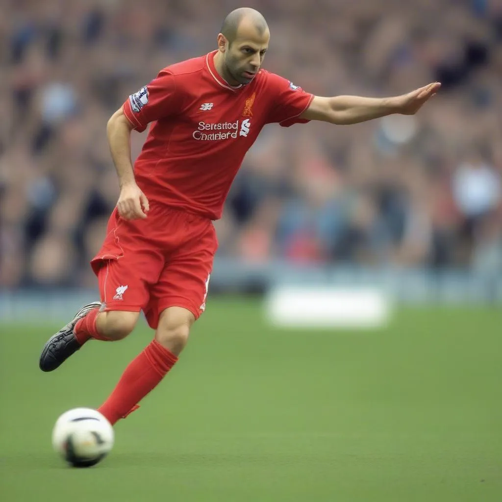 Javier Mascherano trong màu áo Liverpool, một biểu tượng của tinh thần chiến đấu mãnh liệt và sự cống hiến hết mình cho đội bóng