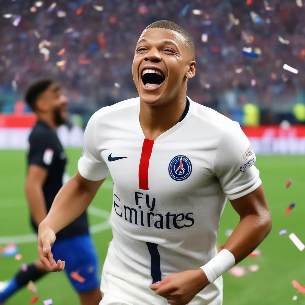 Kylian Mbappé ăn mừng bàn thắng