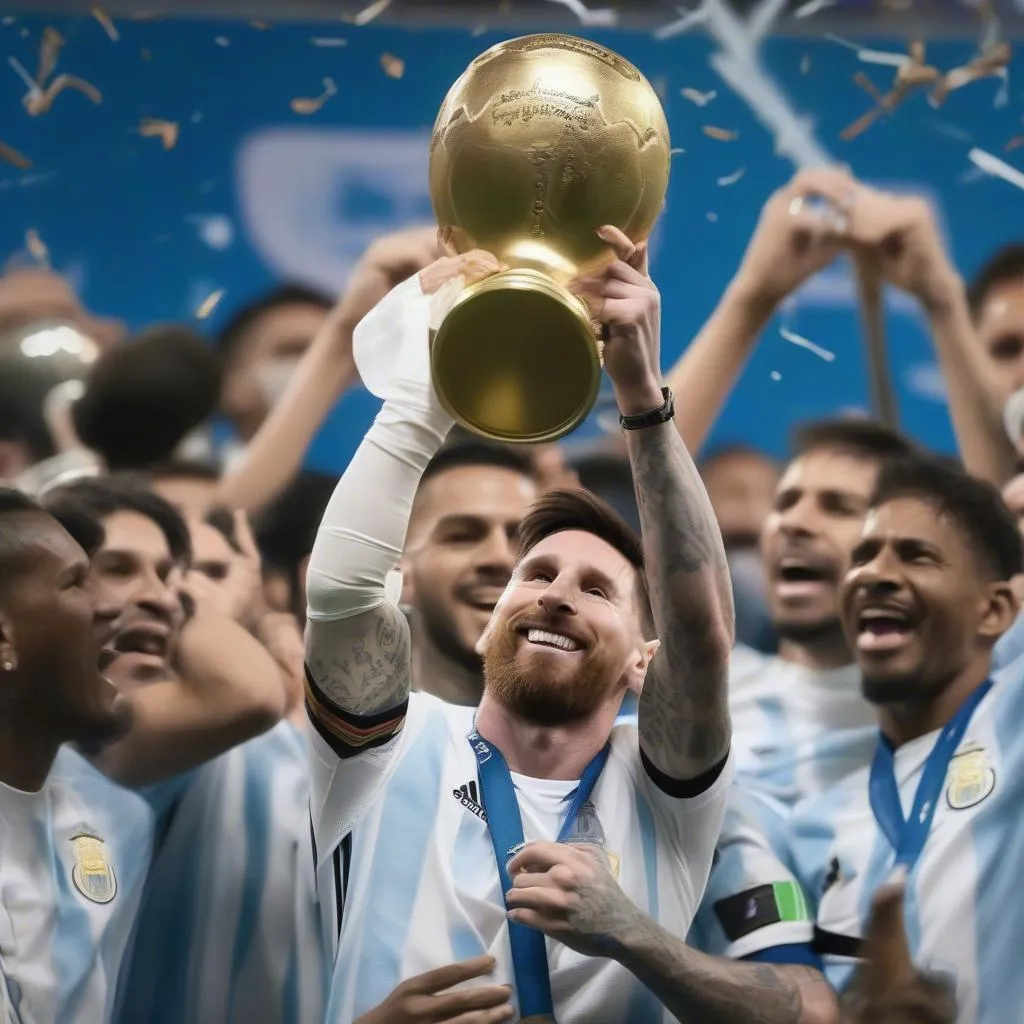 Lionel Messi ăn mừng chức vô địch Copa America 2021 - một khoảnh khắc lịch sử của bóng đá Argentina