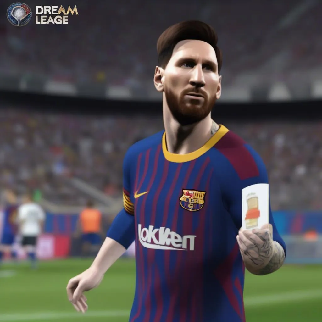 Hình ảnh Lionel Messi trong game Dream League Soccer