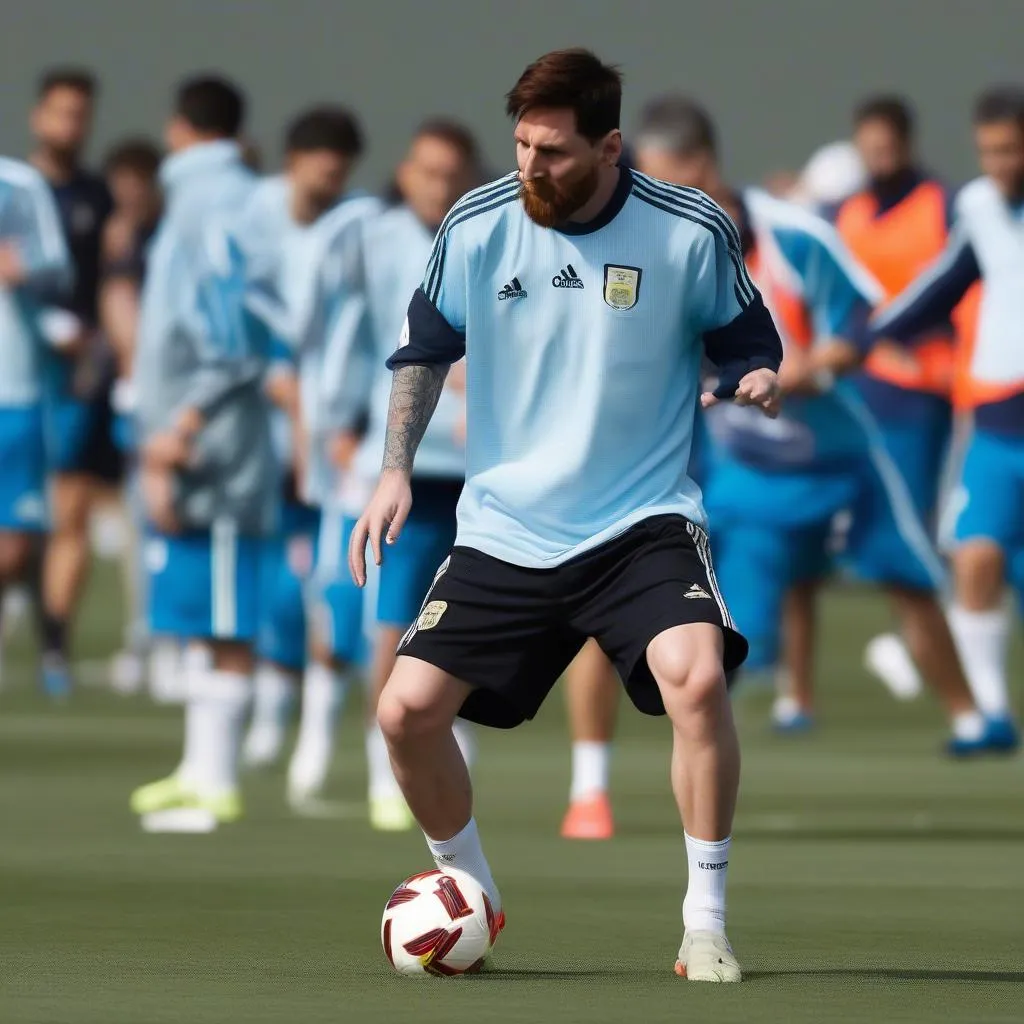 Hình ảnh Messi trong buổi tập luyện cùng đội tuyển Argentina