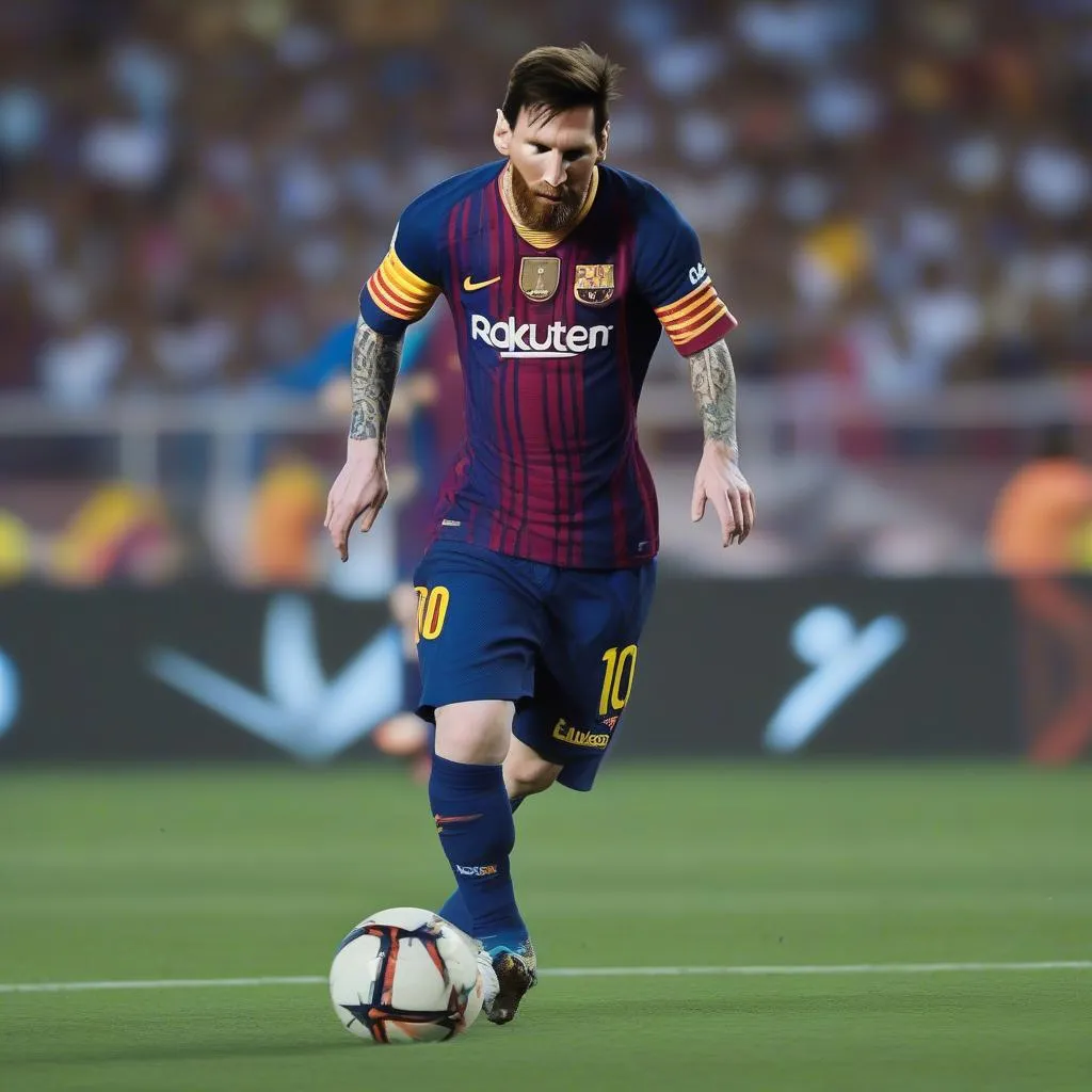 Messi đang thực hiện kỹ thuật nhảy slowfoxtrot trong một trận đấu