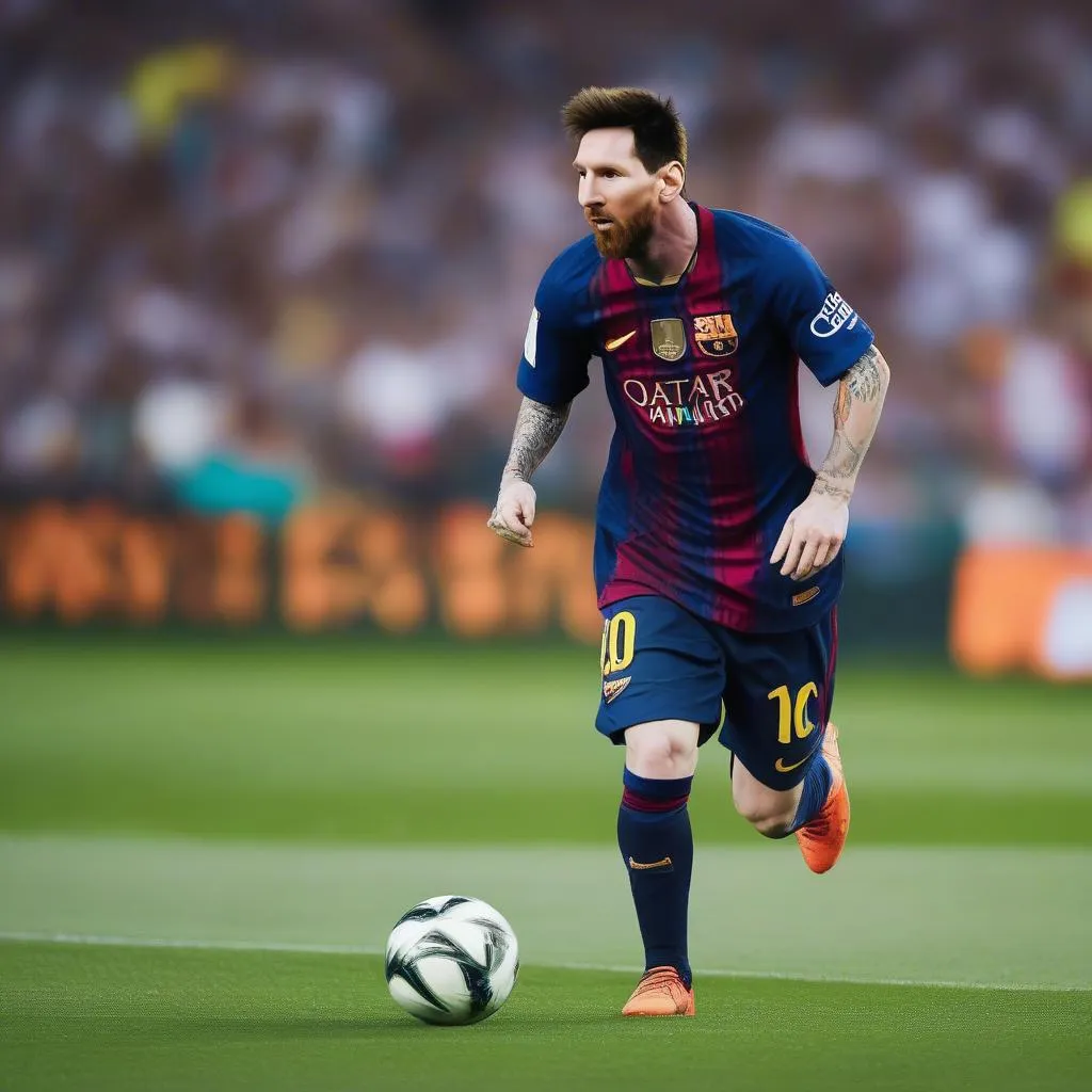 Hình ảnh Messi điều khiển trái bóng trong mùa giải SS15