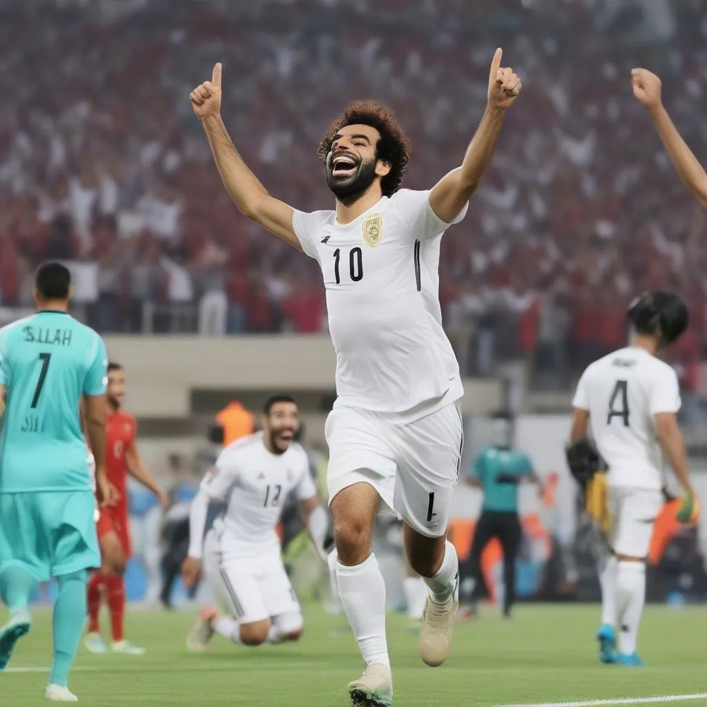 Mohamed Salah celebrates a goal