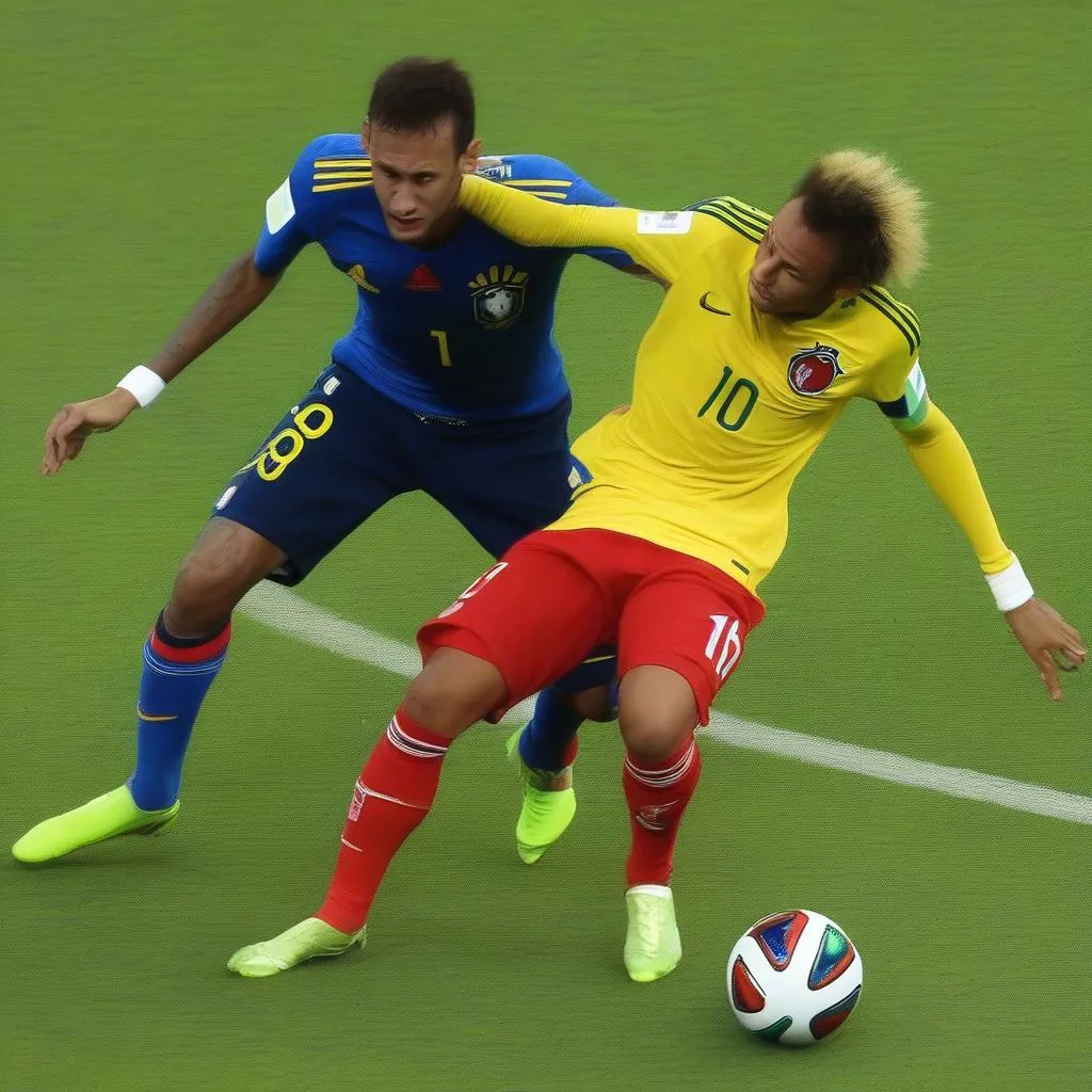 Neymar bị cầu thủ Colombia phạm lỗi World Cup 2014