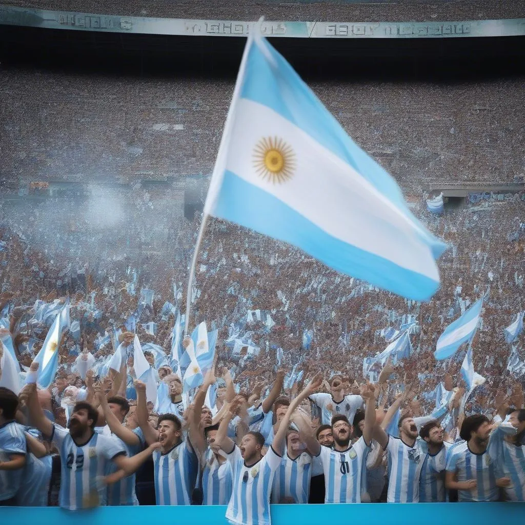 Nữ CĐV Argentina cổ vũ