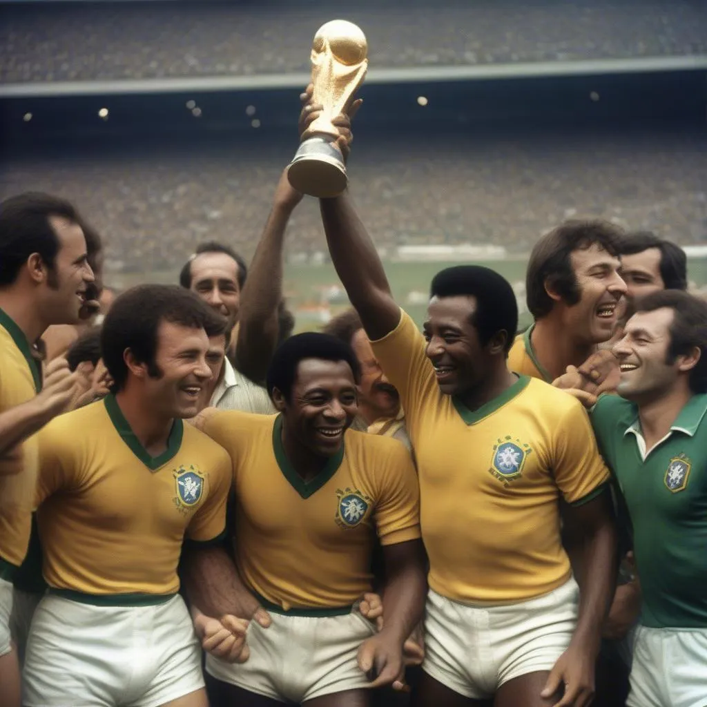 Pele cùng đồng đội đội tuyển Brazil trong World Cup 1970