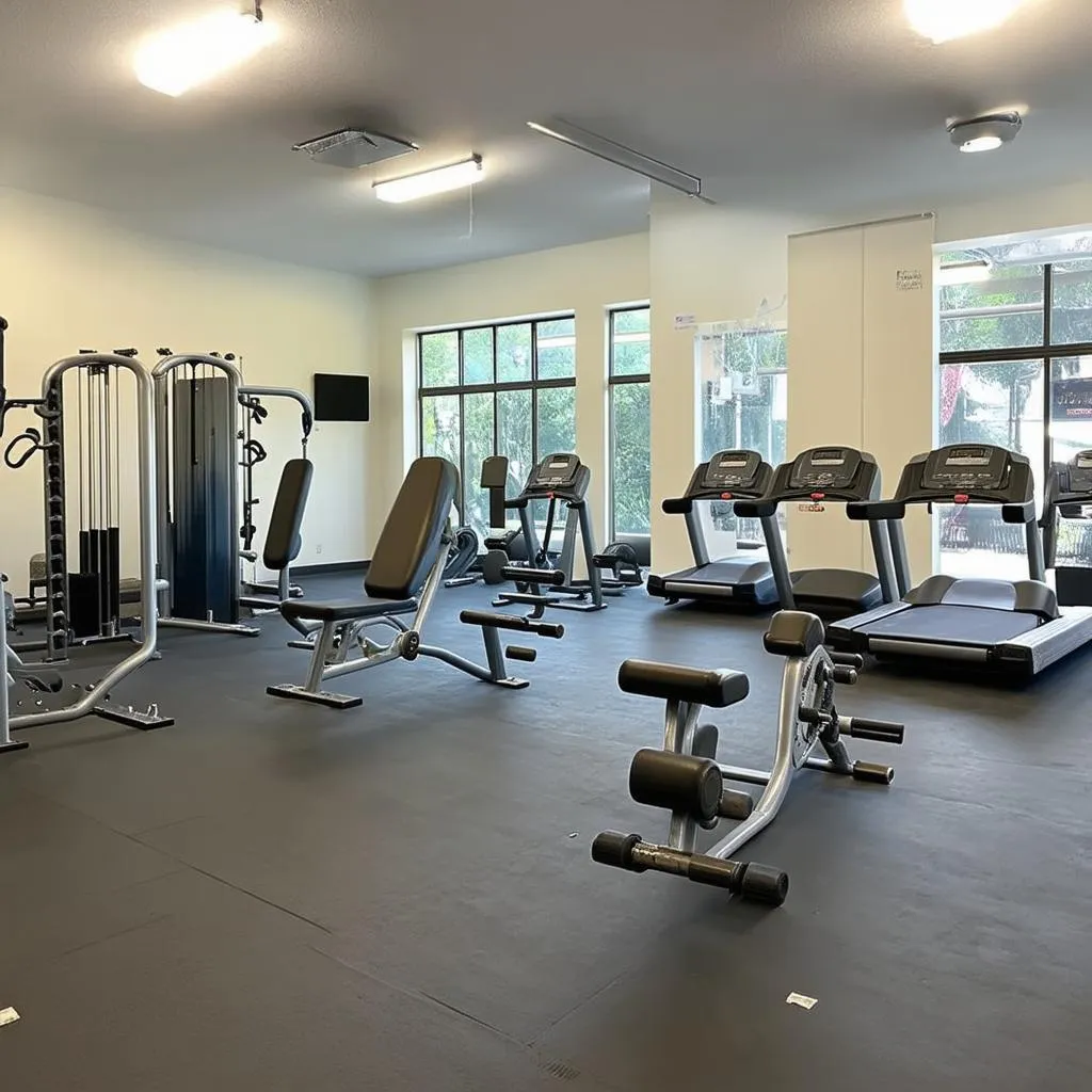 Phòng gym hiện đại, đầy đủ trang thiết bị