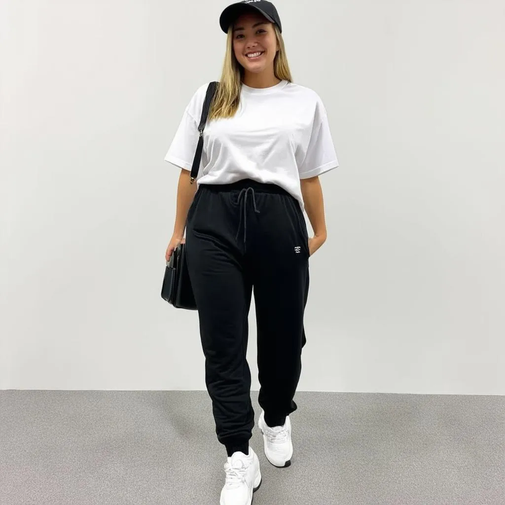 mix quần jogger với áo phông oversized