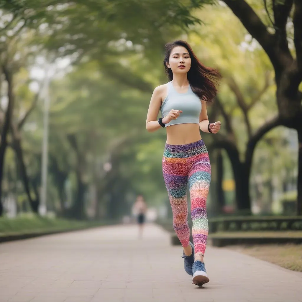 Quần legging họa tiết thể thao nữ 2018