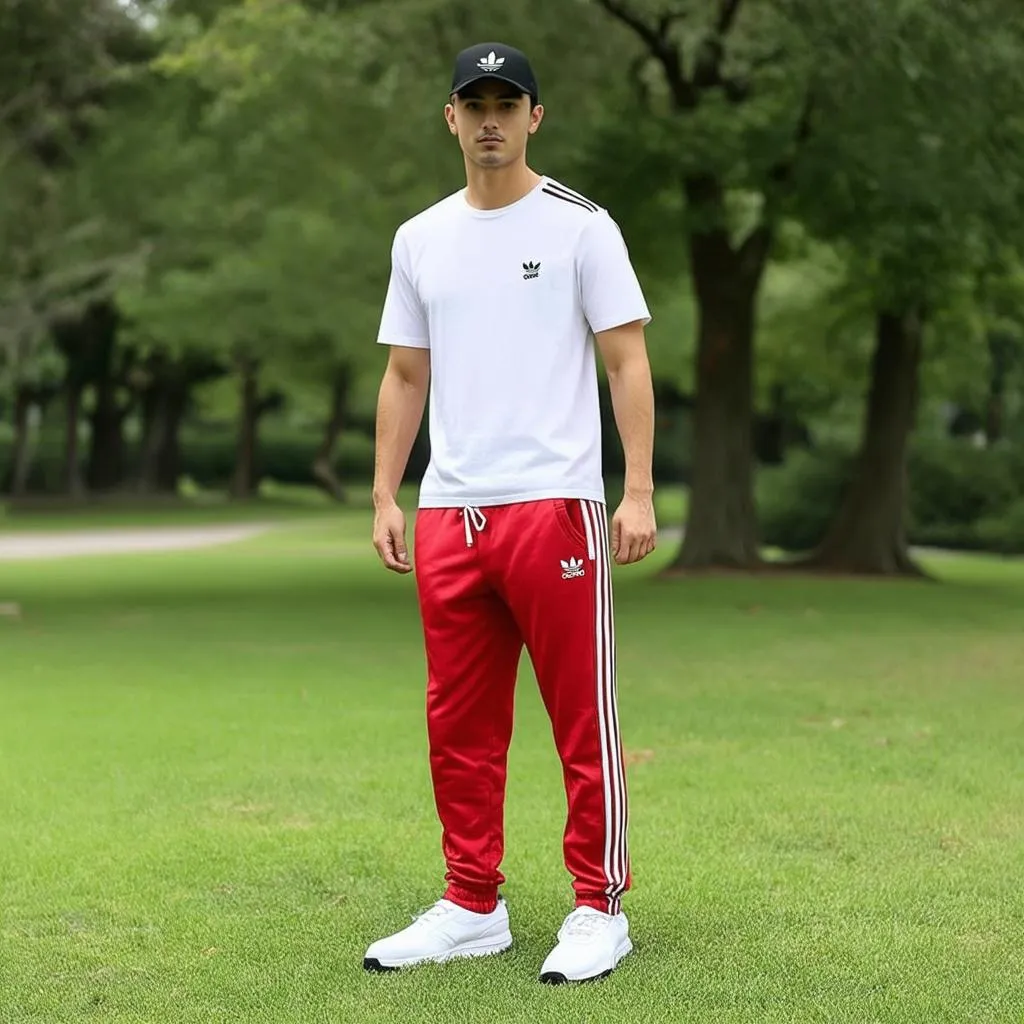 Quần thể thao adidas đỏ jogger