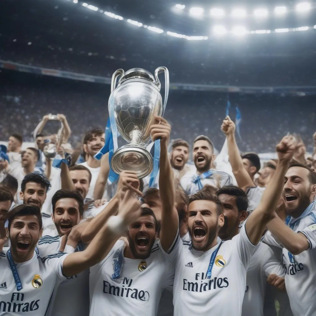 Đội bóng Real Madrid ăn mừng chiến thắng